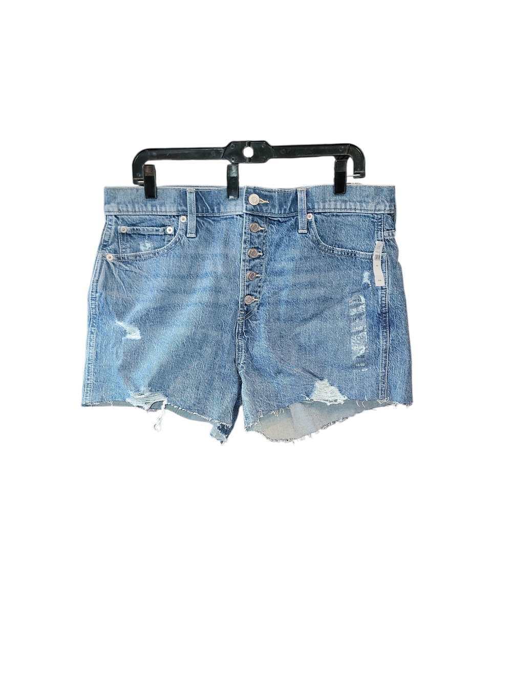 NWT GAP 3.5" High Rise Denim 2  Shorts 14/32 Medium Wash Button Fly White/blue